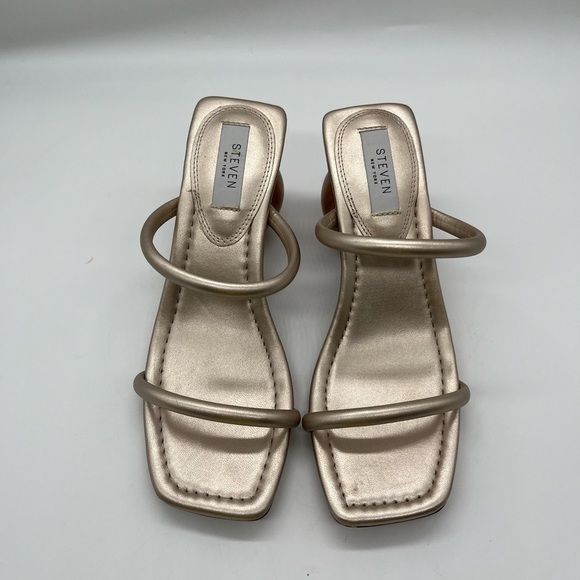 EUC Steve Madden Metallic Heels with Wooden Sphere Heel - Picture 3 of 9